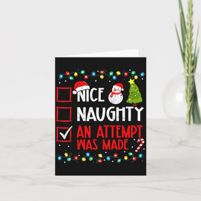 Cartão Christmas Checklist Naughty Nice An Attempt Was Ma (Frente)