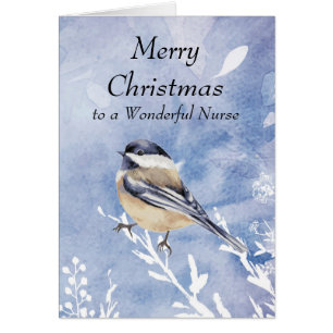 Cartão Christmas Chickadee Bird Winter Nurse