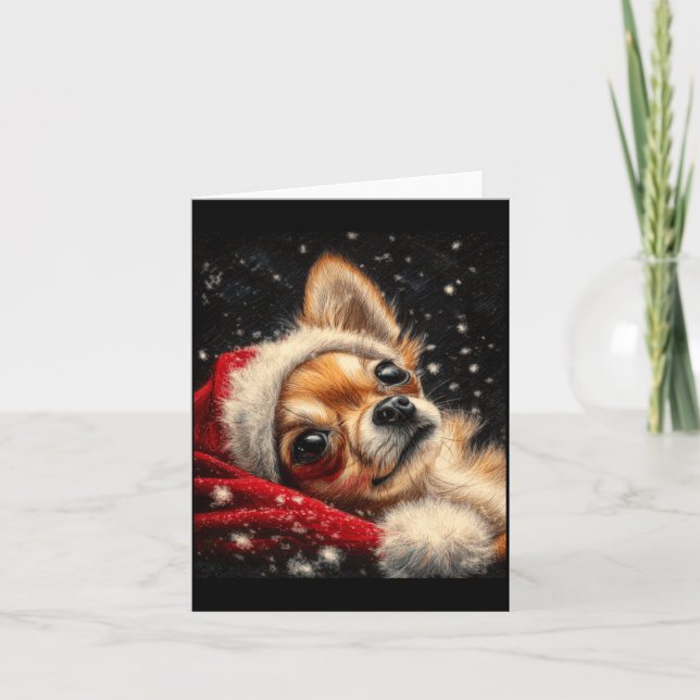 Cartão Christmas Chihuahua On A Long Sleeve  (Frente)