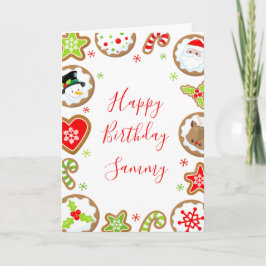 Cartão Christmas Cookies Red and Green Happy Birthday