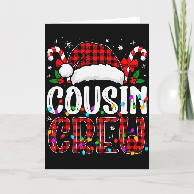 Cartão Christmas Cousin Crew Red Plaid Family Matching Xm (Frente)