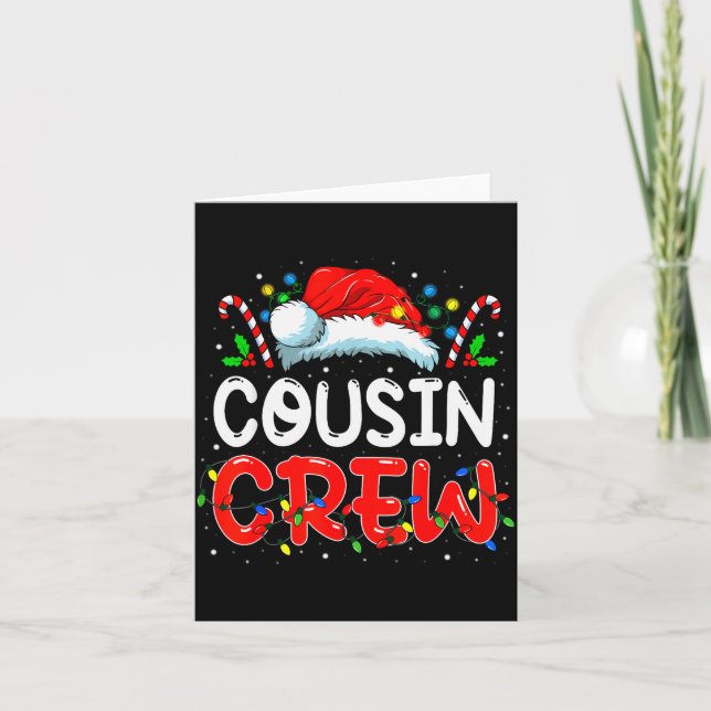 Cartão Christmas Cousin Crew Santa Hat Men Women Kids  (Frente)