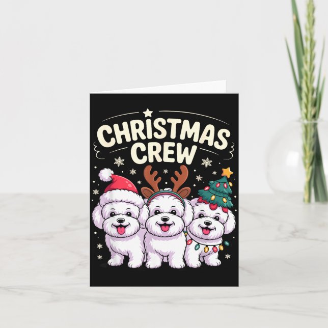 Cartão Christmas Crew Xmas Puppy Dog Funny Christmas Bich (Frente)
