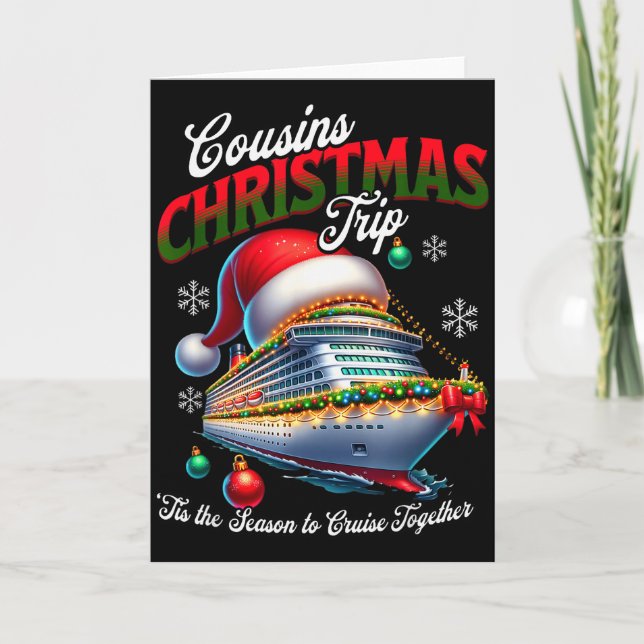 Cartão Christmas Cruise Ship Matching Cousins Trip Holida (Frente)