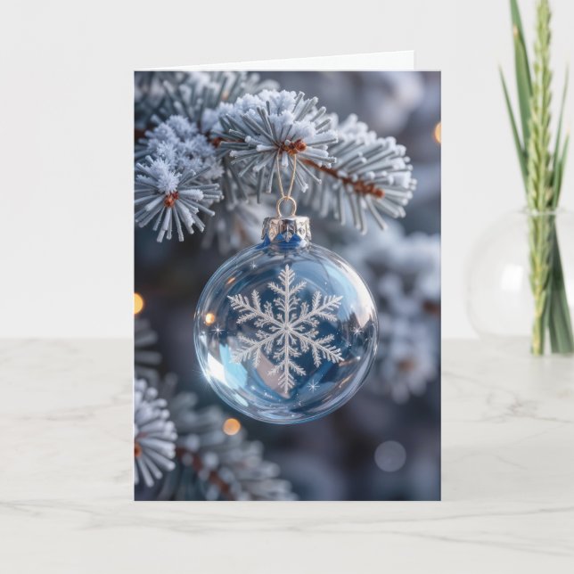 Cartão Christmas Crystal Snowflake Ornament (Frente)