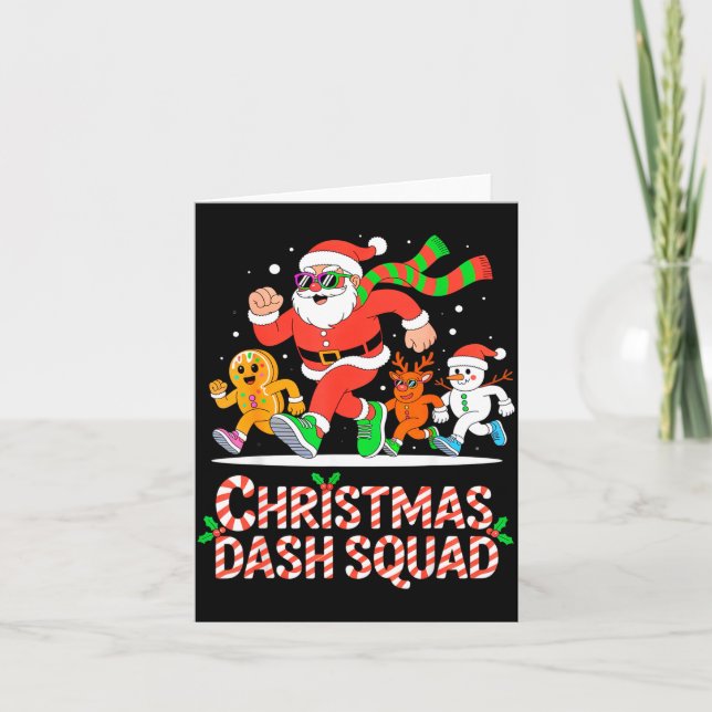 Cartão Christmas Dash Squad Running Runner Marathon Team  (Frente)
