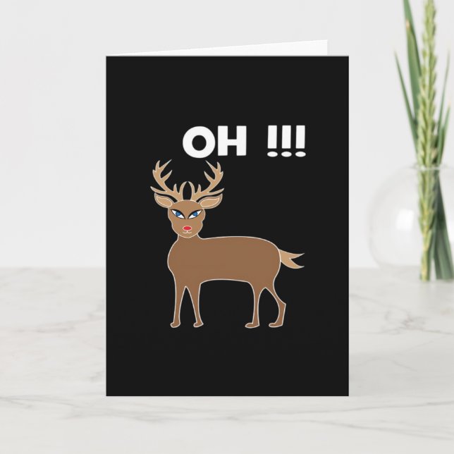 Cartão Christmas Deer Season Cute Festive Retro Style (Frente)