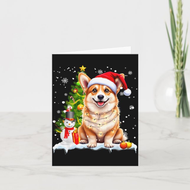 Cartão Christmas Dog Corgi Santa Xmas Wiener Women Men Ki (Frente)