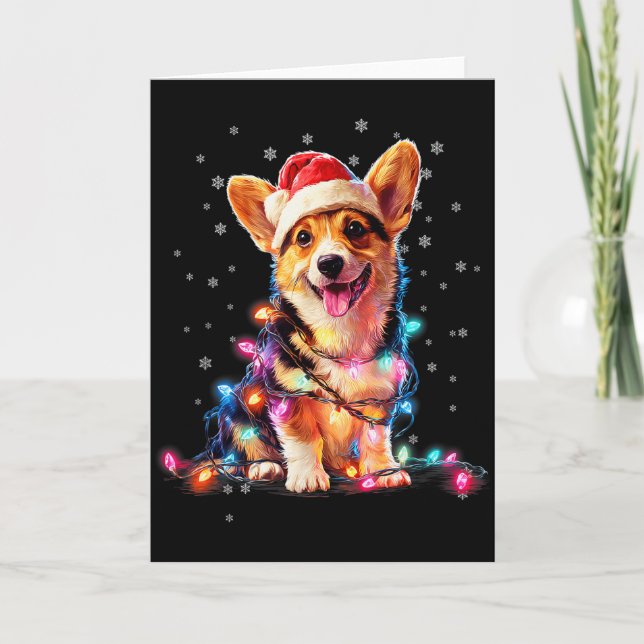 Cartão Christmas Dog Corgi Santa Xmas Women Men Kids  (Frente)