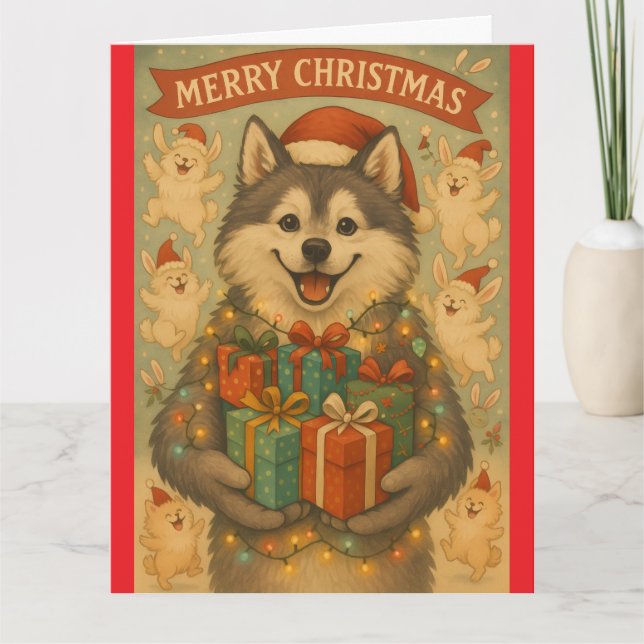 Cartão "Christmas Dog" Folded Greeting Card (Frente)
