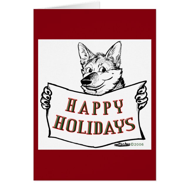 Cartão Christmas Dog:  Happy Holidays! (Frente)