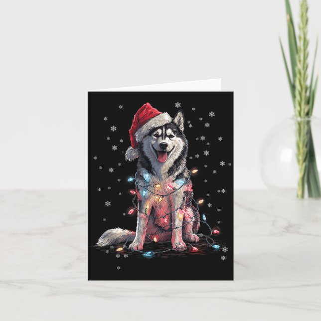 Cartão Christmas Dog Husky Santa Xmas Women Men Kids  (Frente)