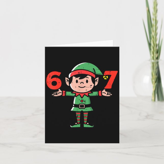 Cartão Christmas Elf 67 Cute Xmas 6 7 Meme Gen Alpha Boys (Frente)