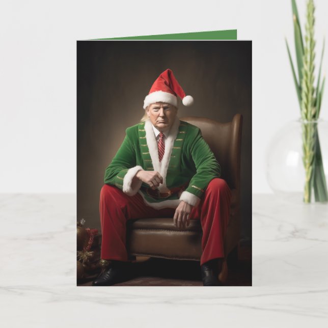 Cartão Christmas Elf Donald Trump (Frente)