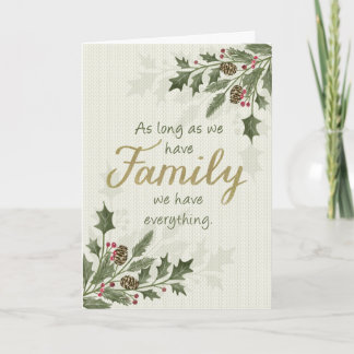 Cartão Christmas Family Quote with Holiday Foilage