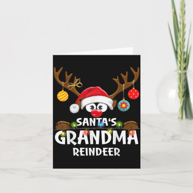 Cartão Christmas Family Santa's Grandma Reindeer Pajama  (Frente)