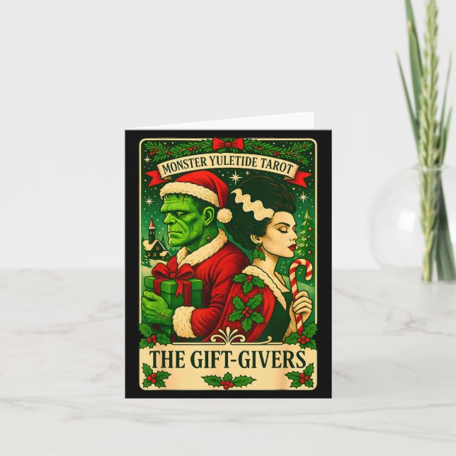 Cartão Christmas Frankenstein And Bride The Lovers Tarot  (Frente)