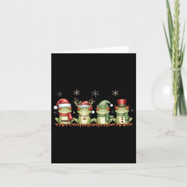 Cartão Christmas Frog Funny Men Women Kids Cute Hoppy Xma (Frente)