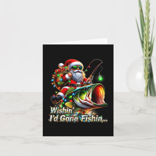 Cartão Christmas Funny Fish Santa Fishing Merry Fishmas  (Frente)