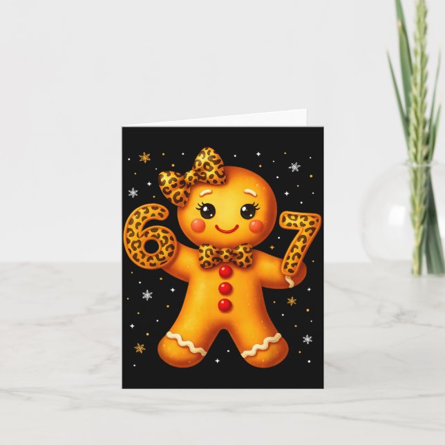 Cartão Christmas Funny Gingerbread Six Seven 67 Leopard B (Frente)