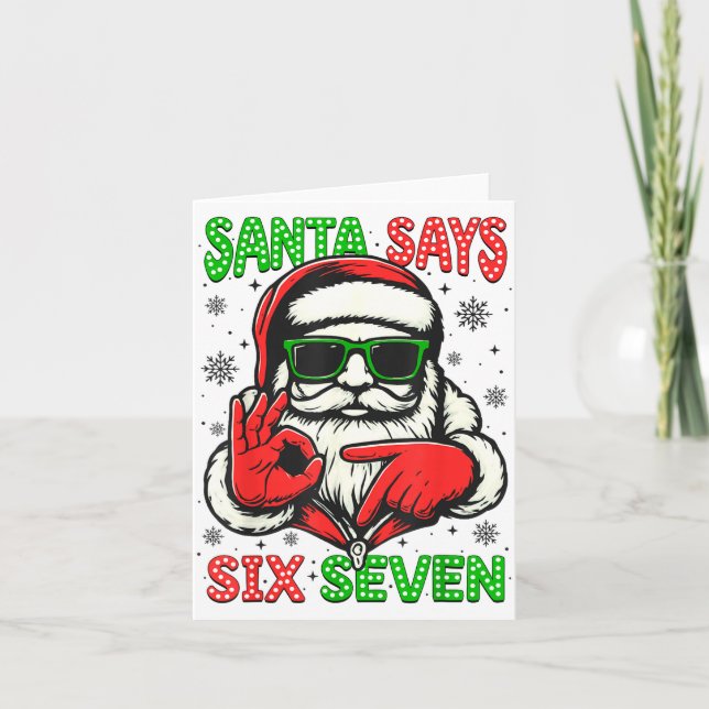 Cartão Christmas Funny Santa Says Six Seven 67 Meme Xmas  (Frente)