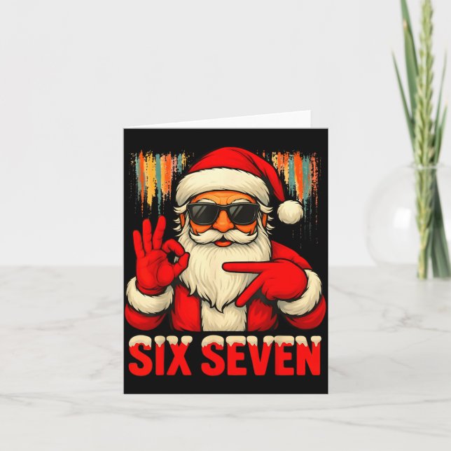 Cartão Christmas Funny Six Seven 6 7 Meme Santa Men Boys  (Frente)
