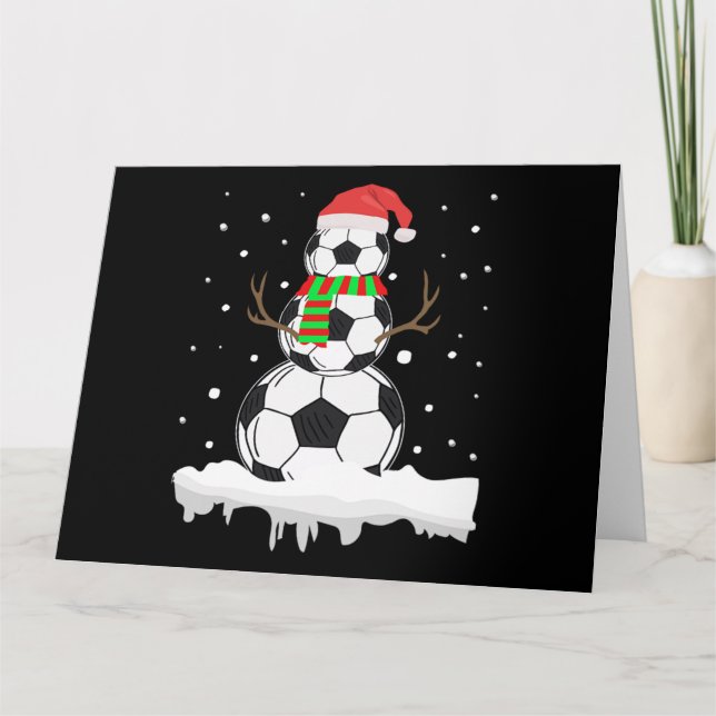 Cartão Christmas Funny Soccer Ball Snowman Xmas Sport (Frente)