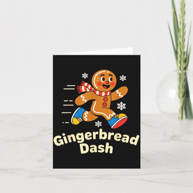Cartão Christmas Gingerbread Dash Running Runner Xmas Mar (Frente)