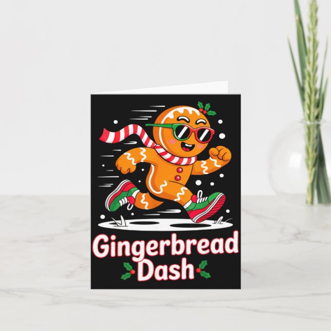 Cartão Christmas Gingerbread Dash Running Runner Xmas Mar (Frente)