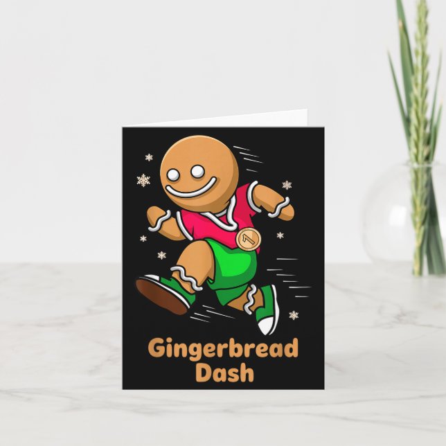 Cartão Christmas Gingerbread Dash Running Runner Xmas Mar (Frente)