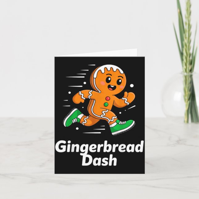 Cartão Christmas Gingerbread Dash Running Runner Xmas Mar (Frente)