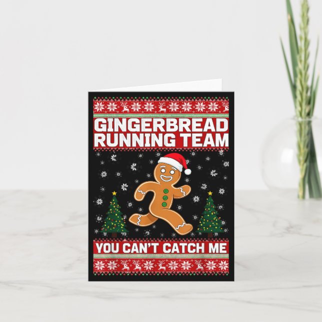 Cartão Christmas Gingerbread Running Team Funny Xmas Tee  (Frente)