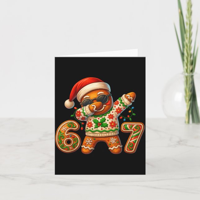 Cartão Christmas Gingerbread Six Seven 67 Meme Xmas Slang (Frente)