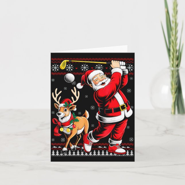 Cartão Christmas Golf Santa Golfer Christmas Pajama Reind (Frente)