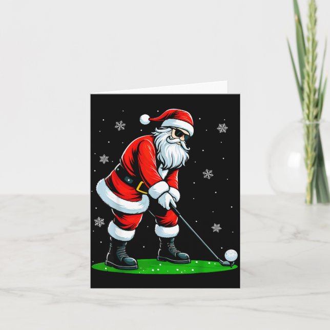 Cartão Christmas Golf Santa Golfer Xmas Funny Christmas G (Frente)