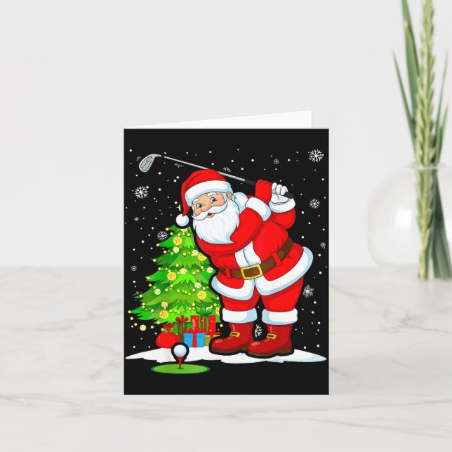 Cartão Christmas Golf Santa Golfer Xmas Funny Christmas G (Frente)