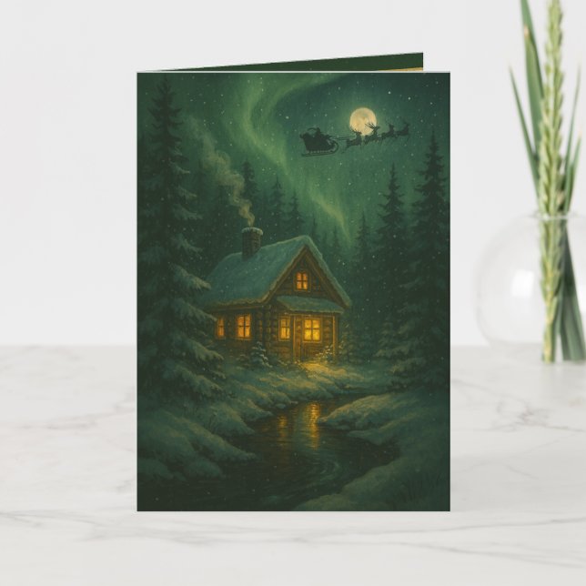 Cartão Christmas Greeting Card - Cabin in the Woods (Frente)