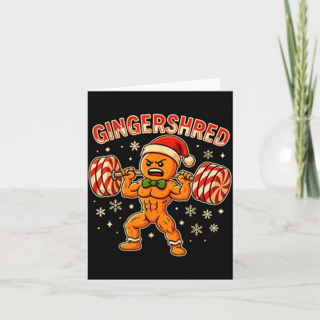 Cartão Christmas Gym Gingerbread Gingershred Xmas Workout (Frente)
