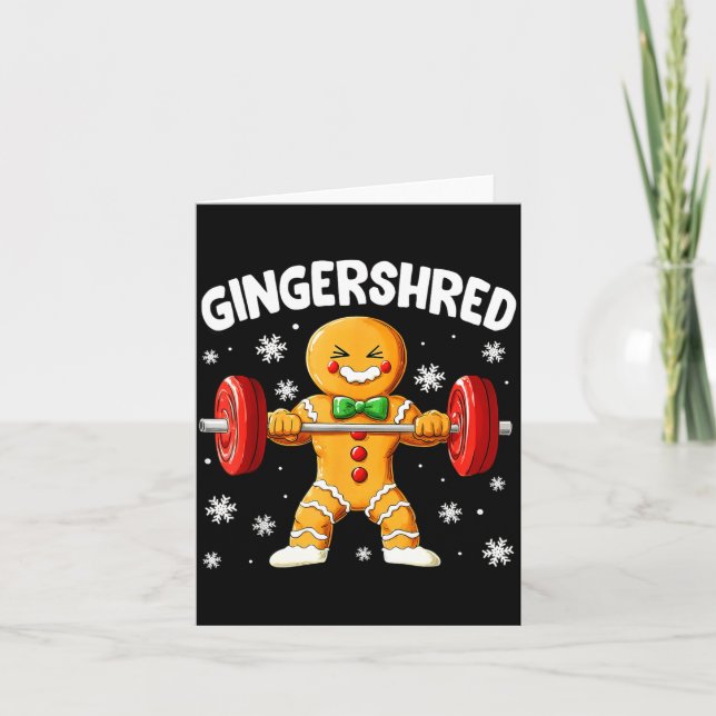 Cartão Christmas Gym Gingerbread Gingershred Xmas Workout (Frente)