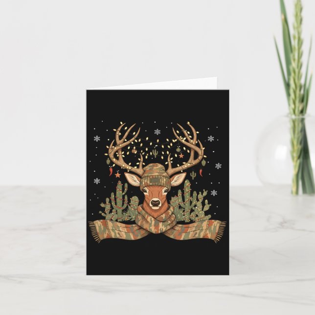 Cartão Christmas Holiday Camo Hunting Reindeer Deer Xmas  (Frente)