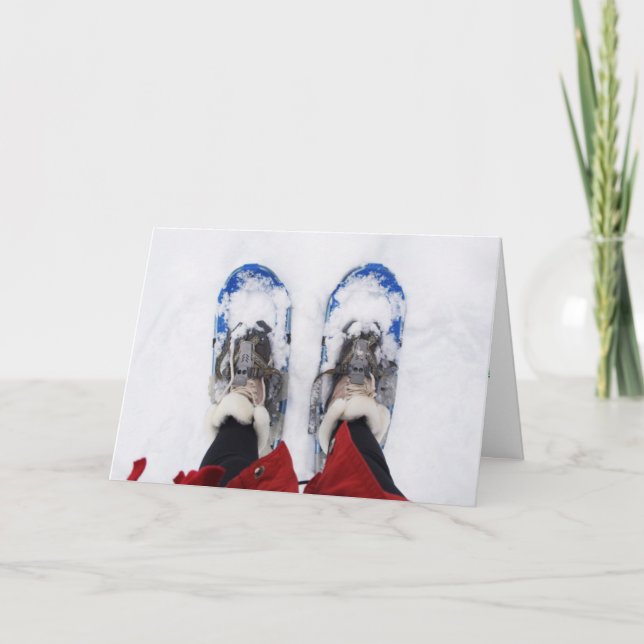 Cartão Christmas holiday card featuring snowshoes (Frente)