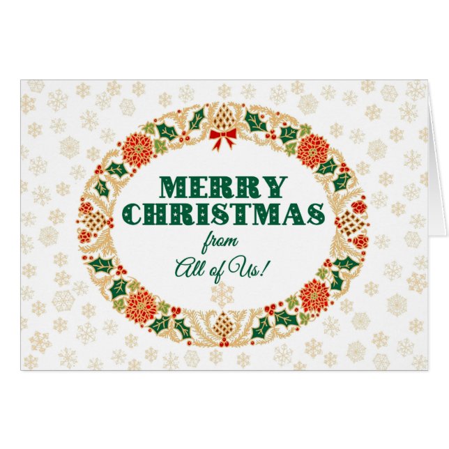 Cartão Christmas Holly Wreath from All Us Snowflakes (Frente Horizontal)