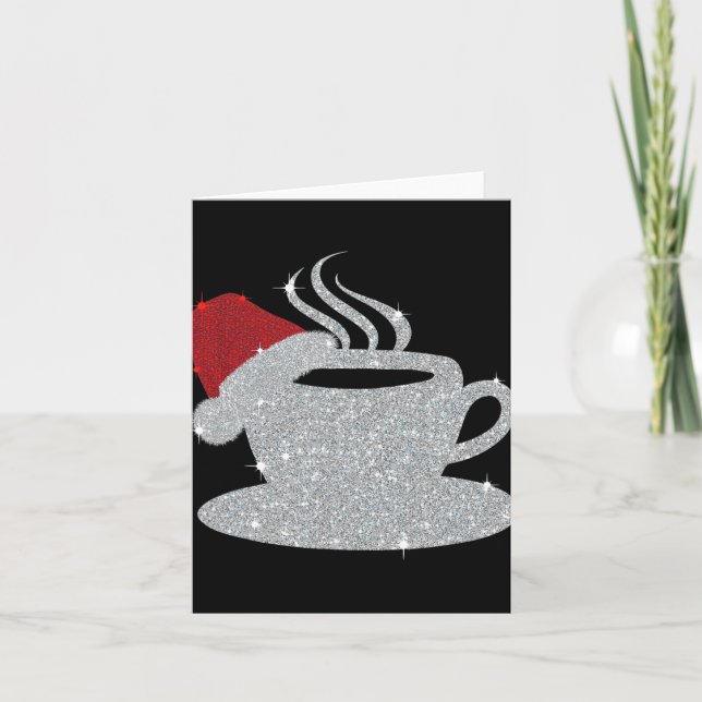 Cartão Christmas Hot Coffee Cup Santa's Hat Xmas Holidays (Frente)