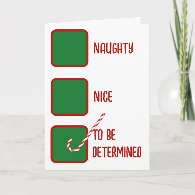 Cartão Christmas Humor Naughty Or Nice Check Boxes  (Frente)