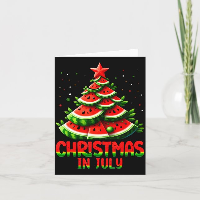 Cartão Christmas In July Watermelon Tree Summer Mens Wome (Frente)