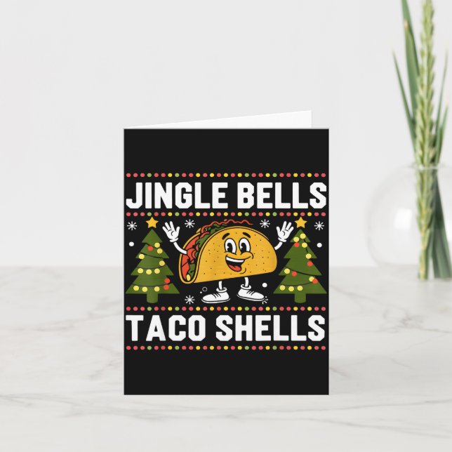 Cartão Christmas Jingle Bells Taco Shells Funny Xmas Taco (Frente)