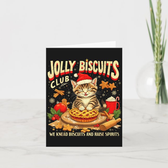 Cartão Christmas Jolly Biscuits Club Cute Cat Lovers Baki (Frente)