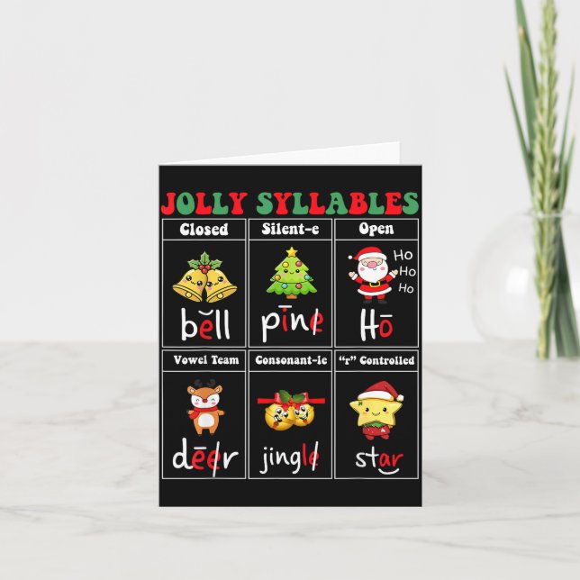 Cartão Christmas Jolly Syllables Teacher Students Funny S (Frente)