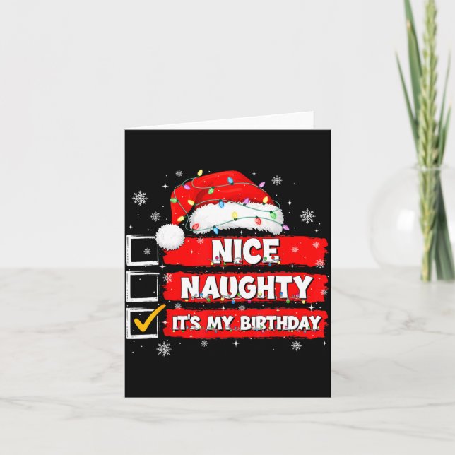 Cartão Christmas List Santa Claus Nice Naughty It's My Bi (Frente)