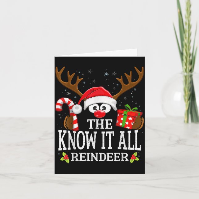 Cartão Christmas Matching The Know It All Reindeer Family (Frente)